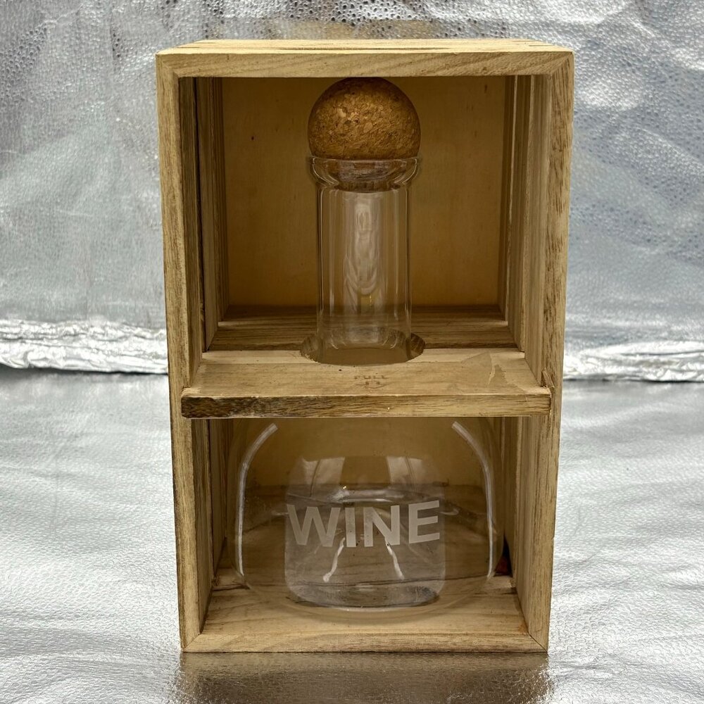 Artland Wine Decanter Set‎ 750ml With Cork Stopper Wooden Crate Barware Gift